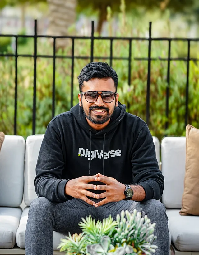 Abhijith in a Digiverse hoodie